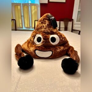 Playful Brown Emoji Hat with Black Accents